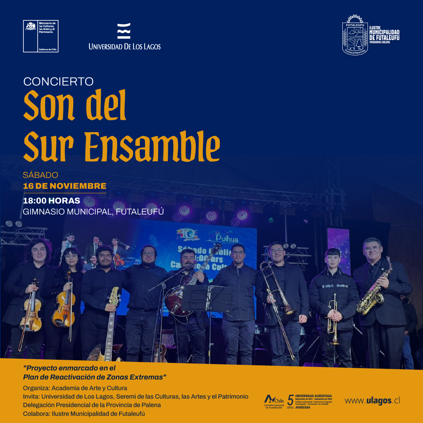 “Son del Sur Ensamble” de la Universidad de Los Lagos promete encantar al público de Futaleufú con la fuerza de su jazz fusión popular